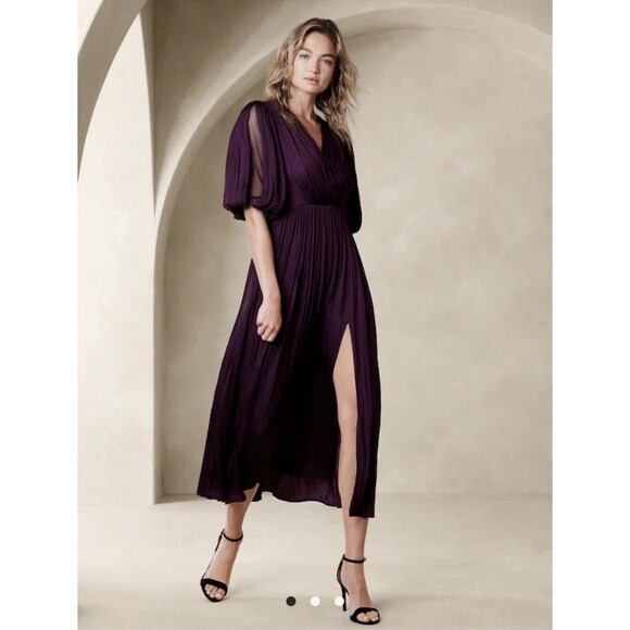 banana republic purple silk dress Banana Republic 100% Silk Sheath Dress Purple